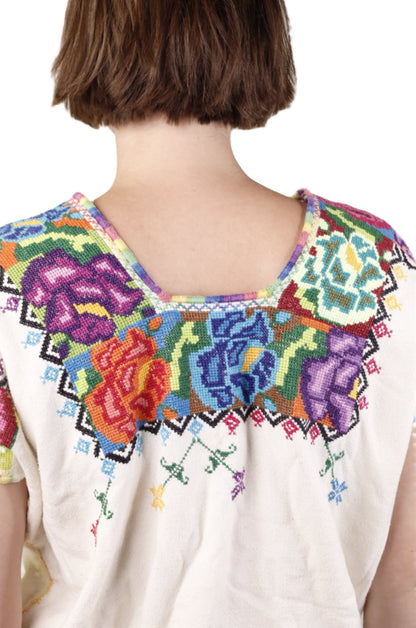 Cotton Needlepoint Peasant Top 1970s