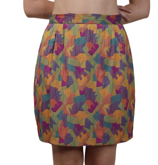 Colorful Geometric Patterend Two Way Stretch Skirt 1990s