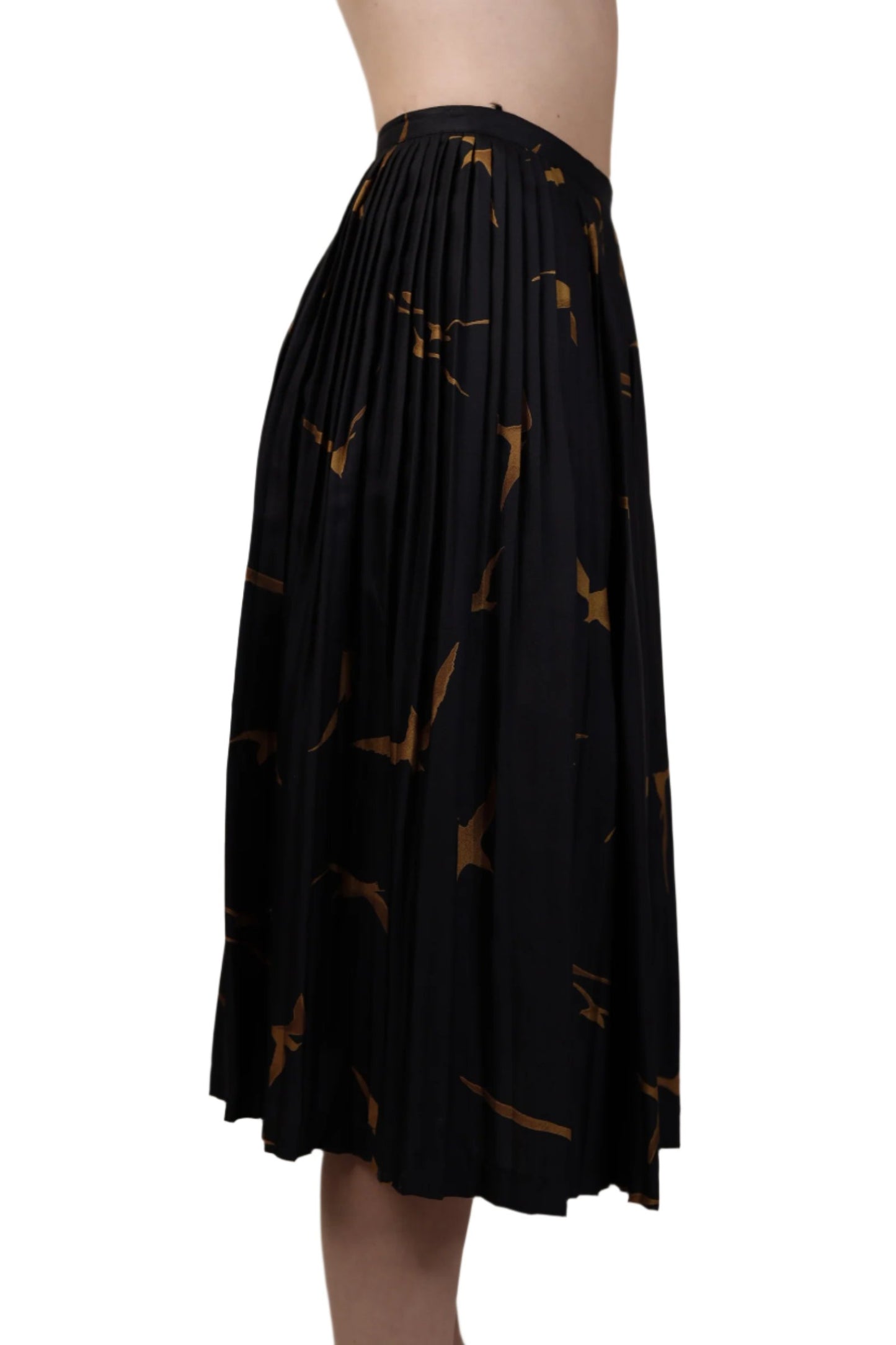 Daniel Hechtor Paris, Black Pleated Silk Circle Skirt 1980s