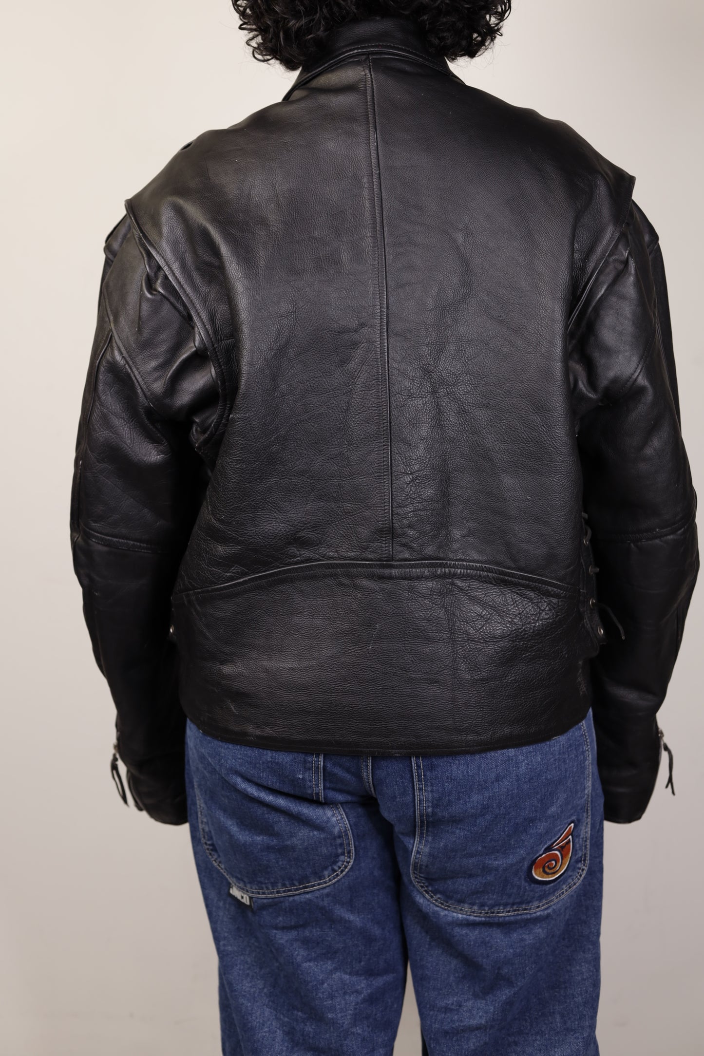 Black Leather Motorcycle Jacket 1990s