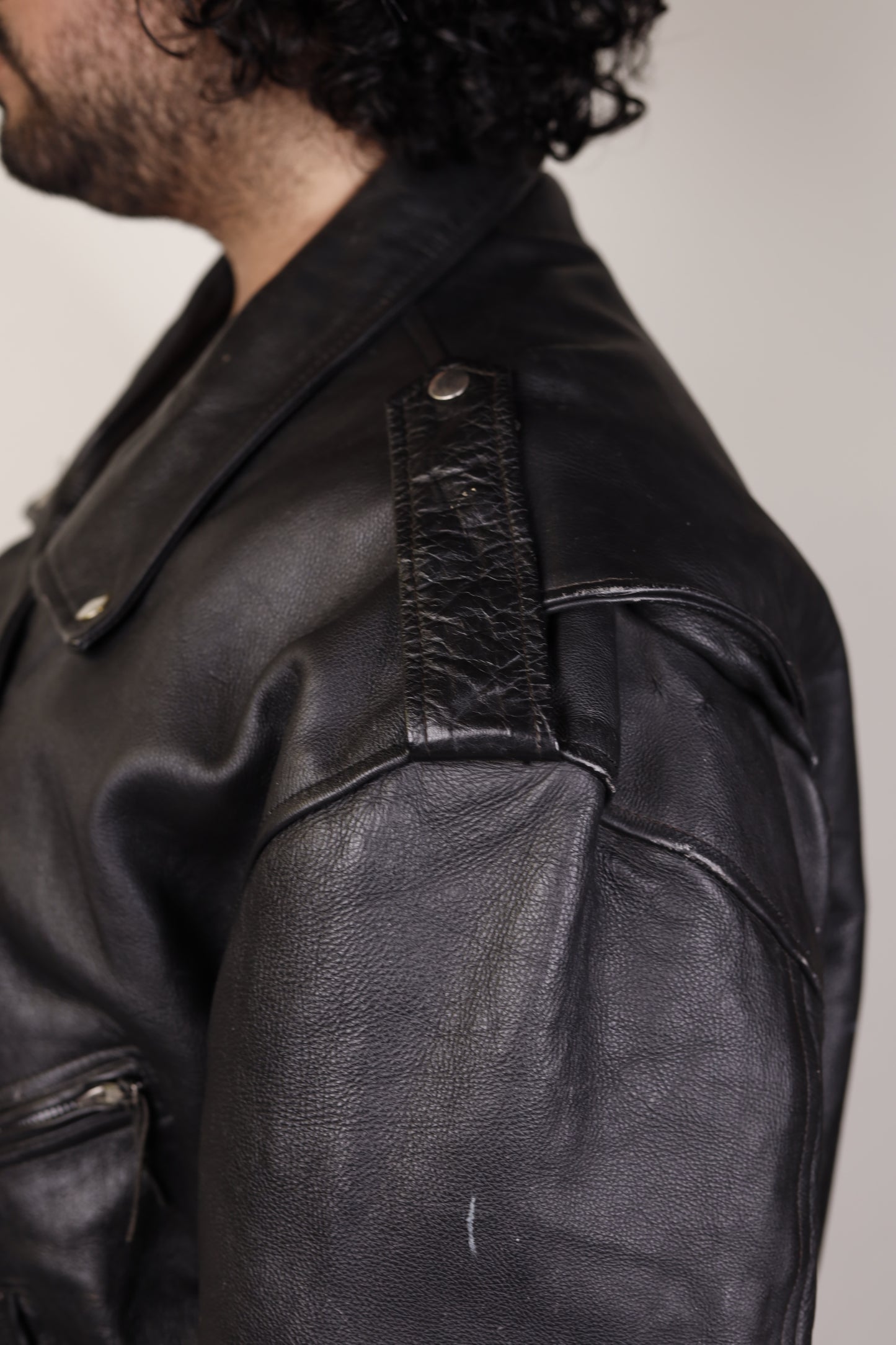 Black Leather Motorcycle Jacket 1990s