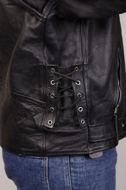 Black Leather Motorcycle Jacket 1990s