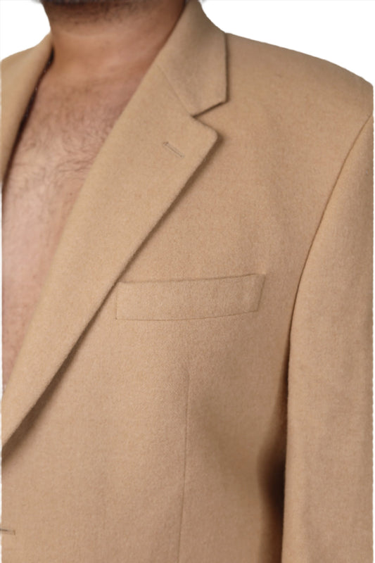 Lauren by Ralph Lauren, Tan Beige Cashmere Camel Blazer 1990s