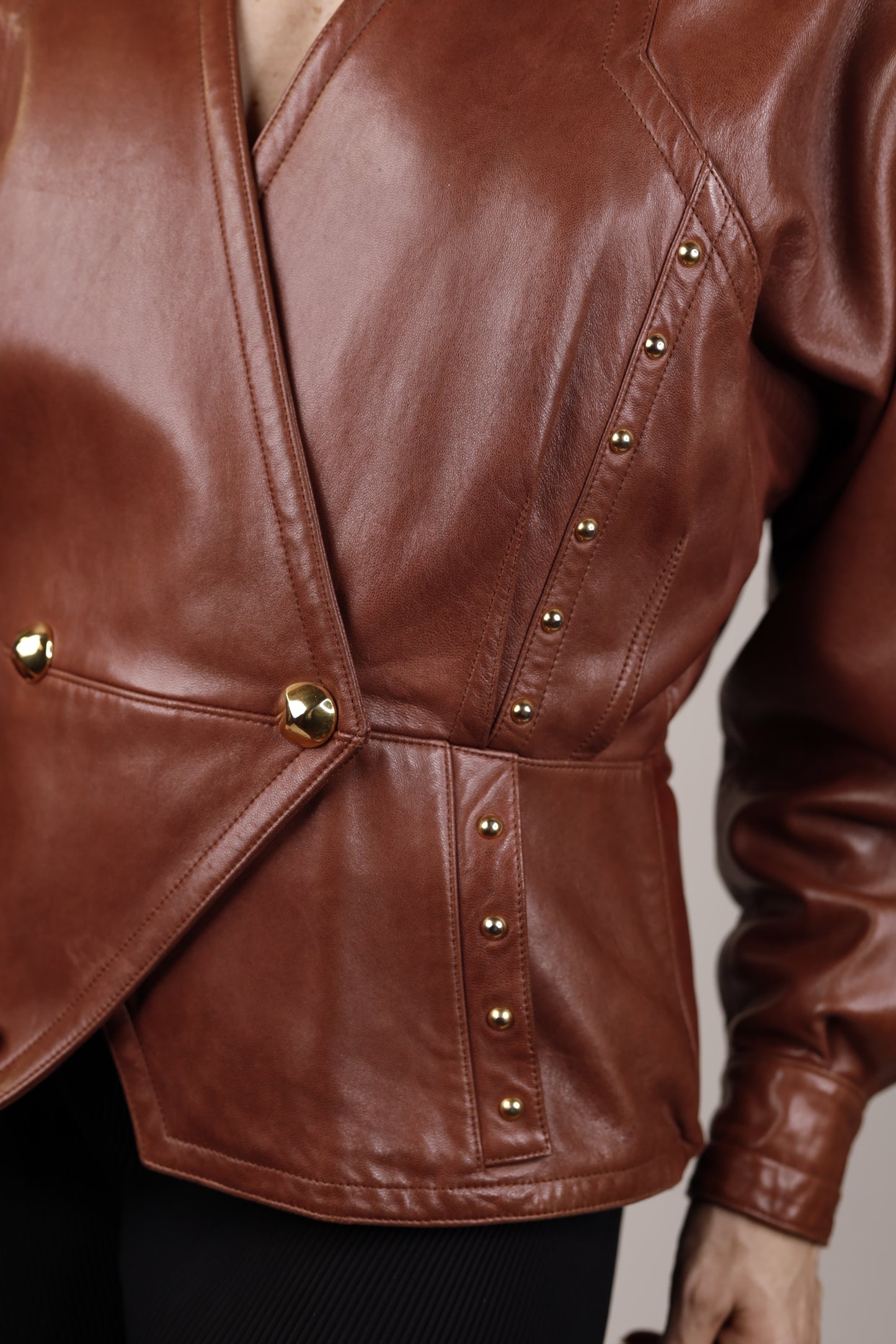 Escada by Margaretha Ley, Brown Lamb Leather Jacket 1980s