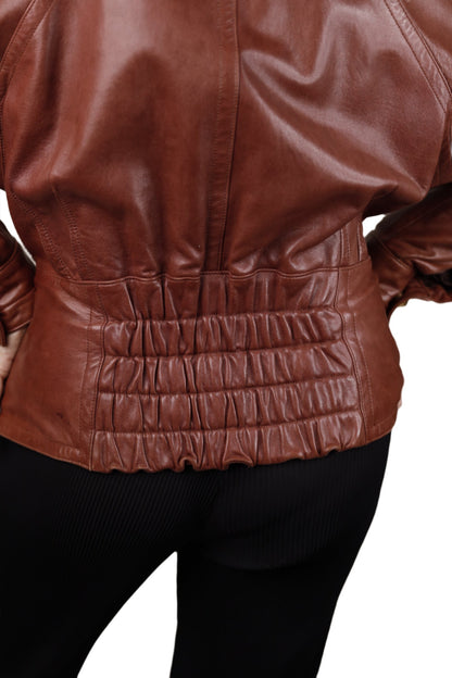 Escada by Margaretha Ley, Brown Lamb Leather Jacket 1980s