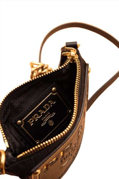 Prada Black & Gold Tessuto Oro Nylon Leather Bag 2000