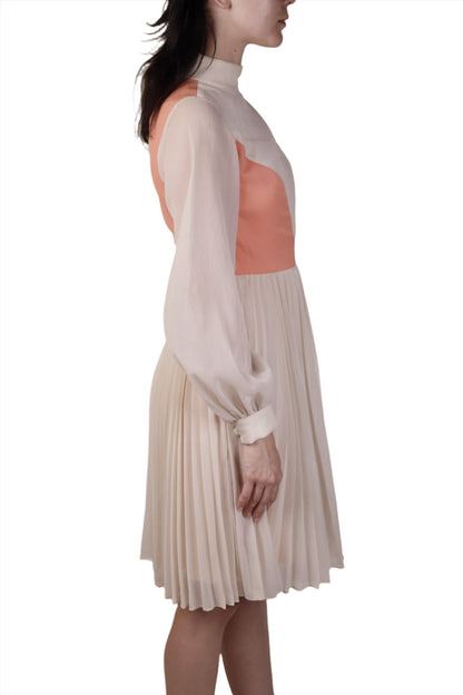 Cream Chiffon Pleated Dress 1960s