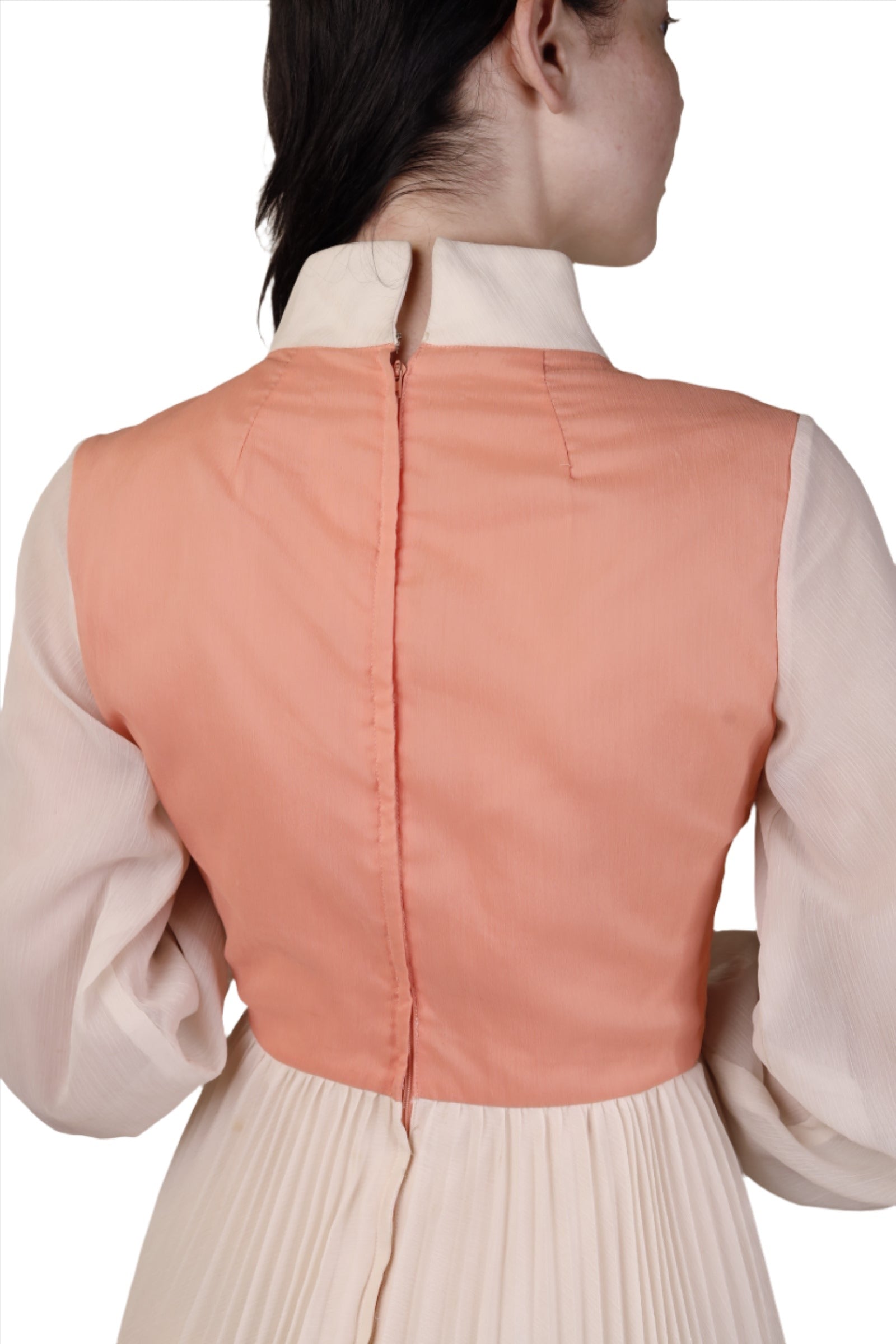 Cream Chiffon Pleated Dress 1960s Cream Chiffon Pleated Dress 1960s