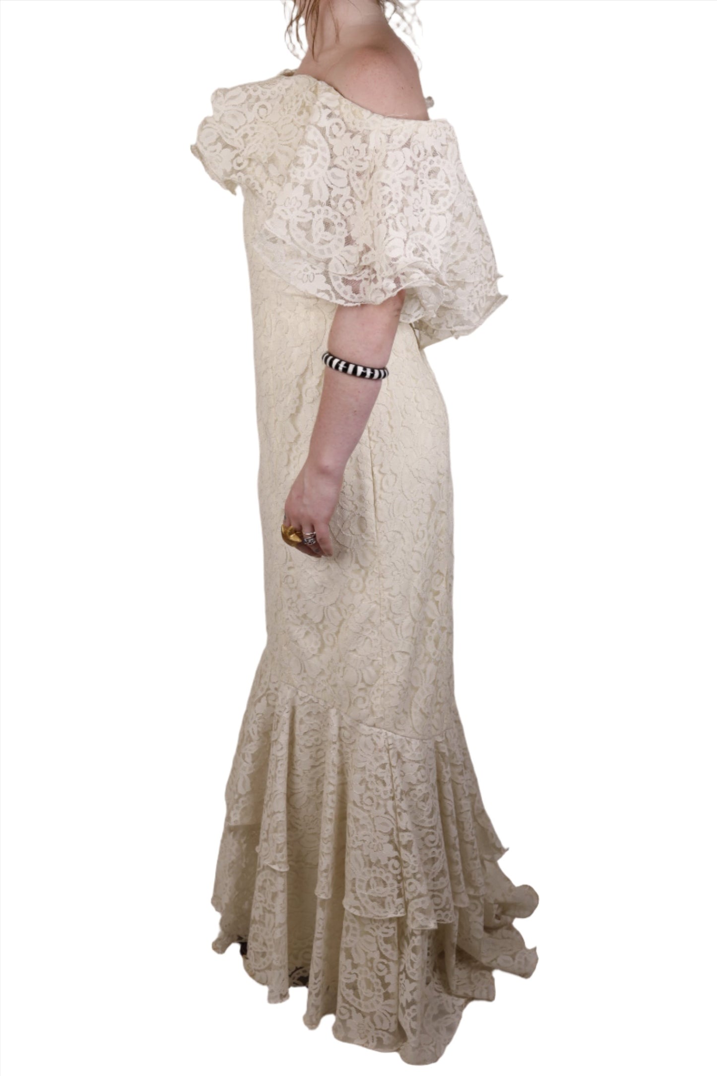 Mike Benet, Ivory Lace Mermaid Dress 1970s