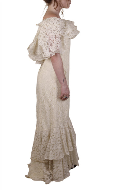 Mike Benet, Ivory Lace Mermaid Dress 1970s