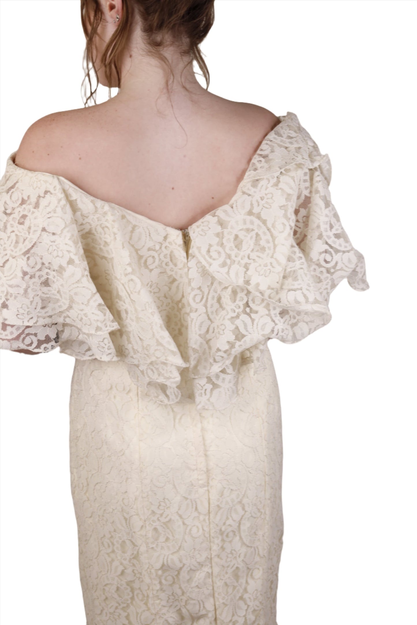 Mike Benet, Ivory Lace Mermaid Dress 1970s