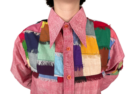 Lew Magram, Red  Disco Shirt w/ Patchwork 1970s