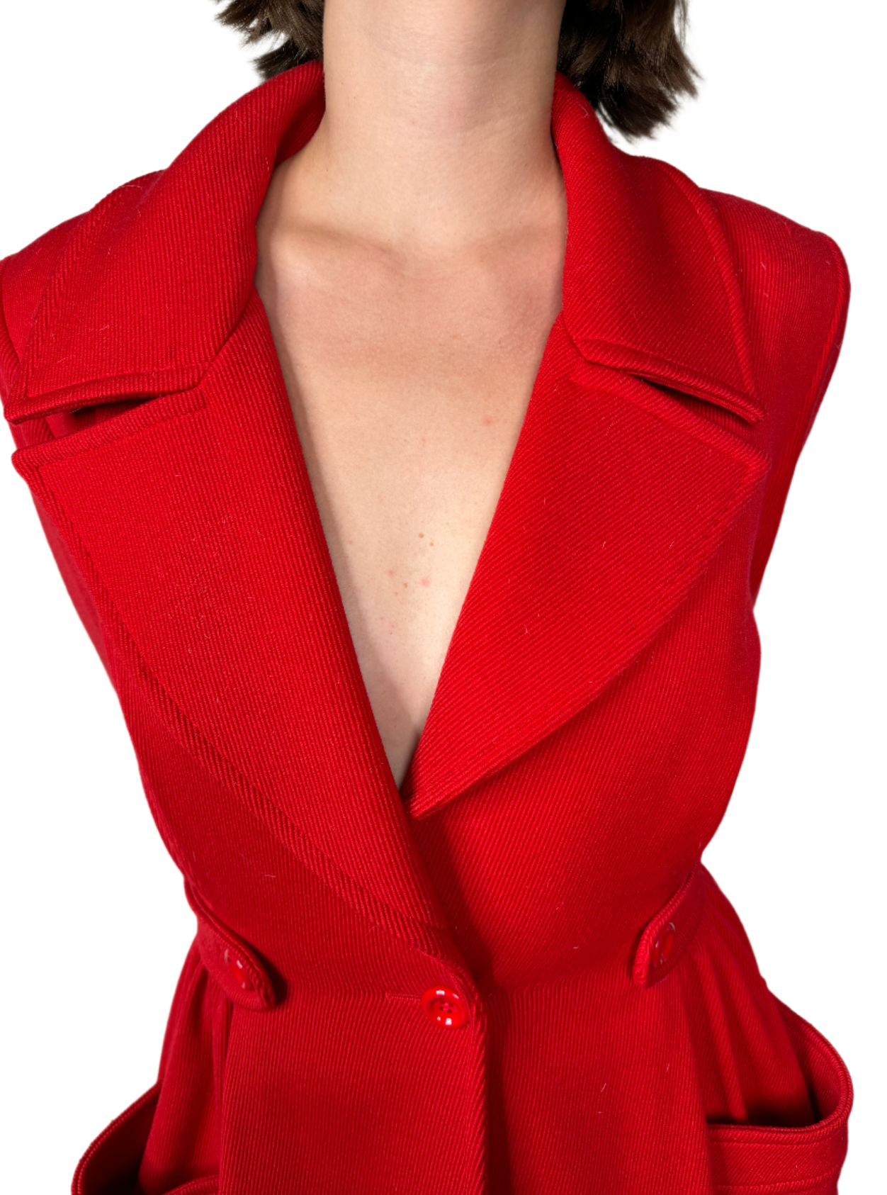 Valentino Boutique, Red Wool Swing Coat 1980s